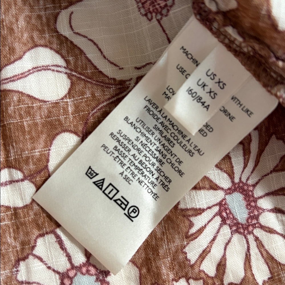 Free People Top Blouse Miss Daisy Printed Top Floral Boho shirt size XS - Picture 12 of 16